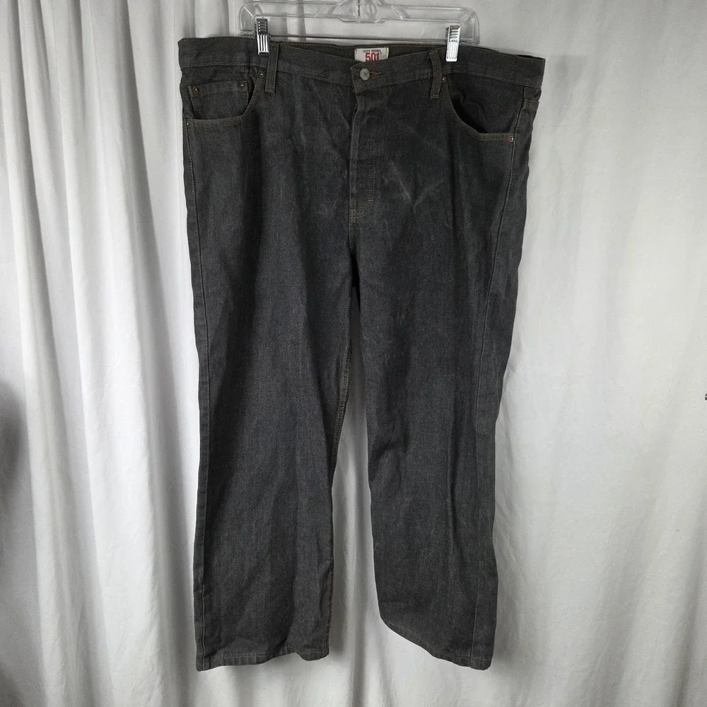 Levis 501 Jeans Mens 42X27 Gray Vintage Straight Leg Denim Button Fly USA